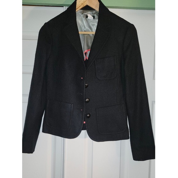 J.Crew Jackets & Blazers - VTG J.Crew Robert Noble Scottish‎ Wool Herringbone Blazer Black Pink Pheasant
